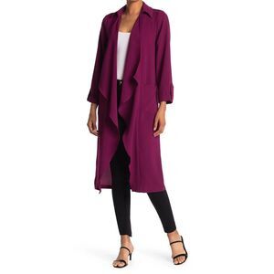 Lush Pink/Berry Open Front Trench Duster Cardigan Long